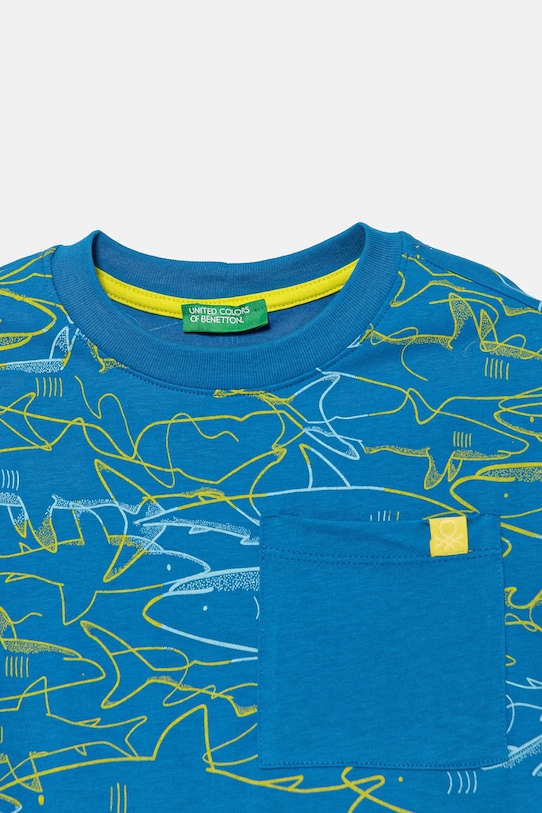 Chłopiec United Colors of Benetton t-shirt bawełniany dziecięcy 3PDQG10JN.P.Seasonal niebieski