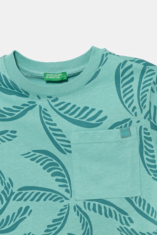Chłopiec United Colors of Benetton t-shirt bawełniany dziecięcy 3PDQG10JN.P.Seasonal turkusowy