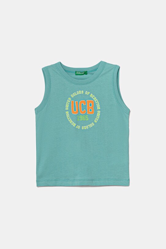 United Colors of Benetton t-shirt bawełniany dziecięcy nadruk turkusowy 3I1XGH013.P.Seasonal