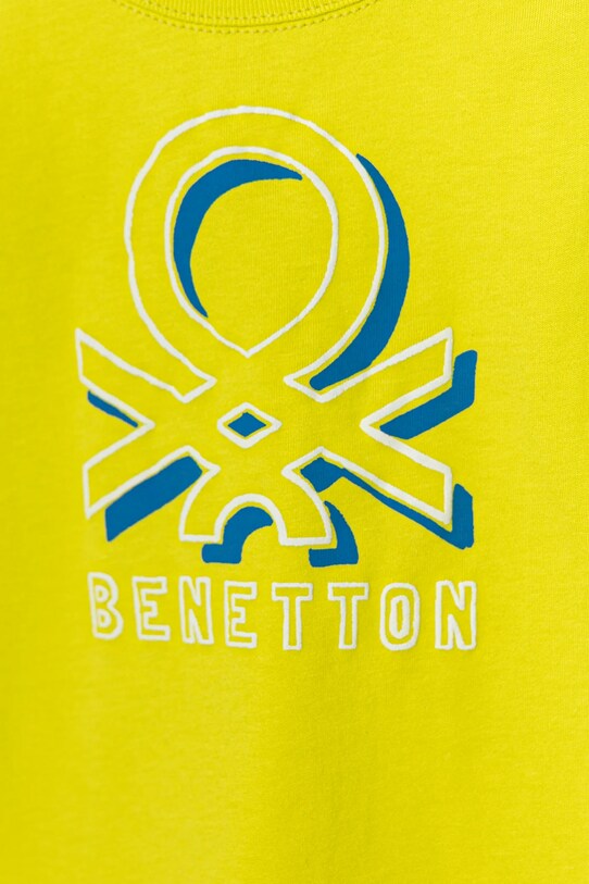 Мальчик Детская хлопковая футболка United Colors of Benetton 3I1XGH013.P.Seasonal зелёный