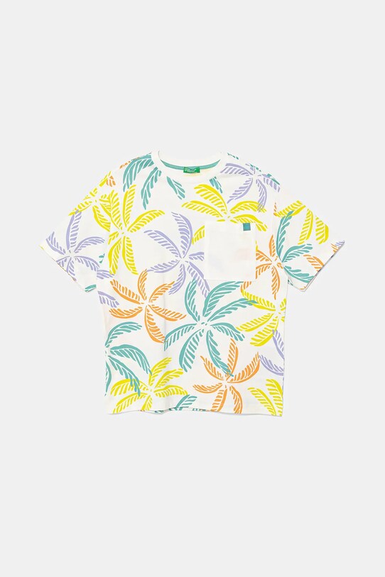 United Colors of Benetton t-shirt bawełniany dziecięcy wzorzyste biały 3PDQC10PA.G.Seasonal