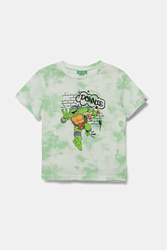 United Colors of Benetton t-shirt bawełniany dziecięcy nadruk zielony 3ORKG10JD.P.Seasonal