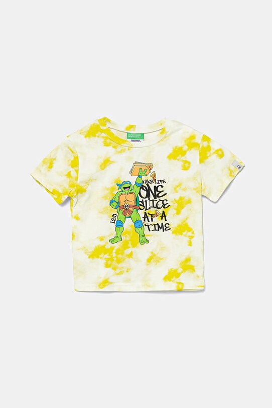 Детская хлопковая футболка United Colors of Benetton узор зелёный 3ORKG10JD.P.Seasonal