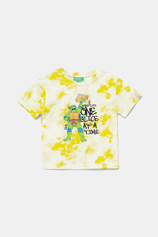 Detské bavlnené tričko United Colors of Benetton potlač zelená 3ORKG10JD.P.Seasonal