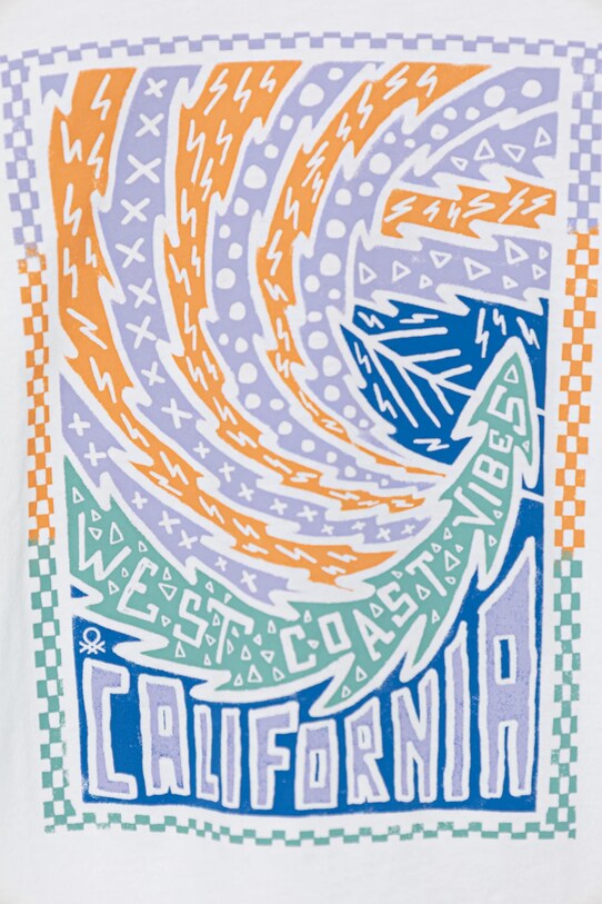 United Colors of Benetton tricou de bumbac pentru copii 3I1XC10P7.G.Seasonal alb SS25