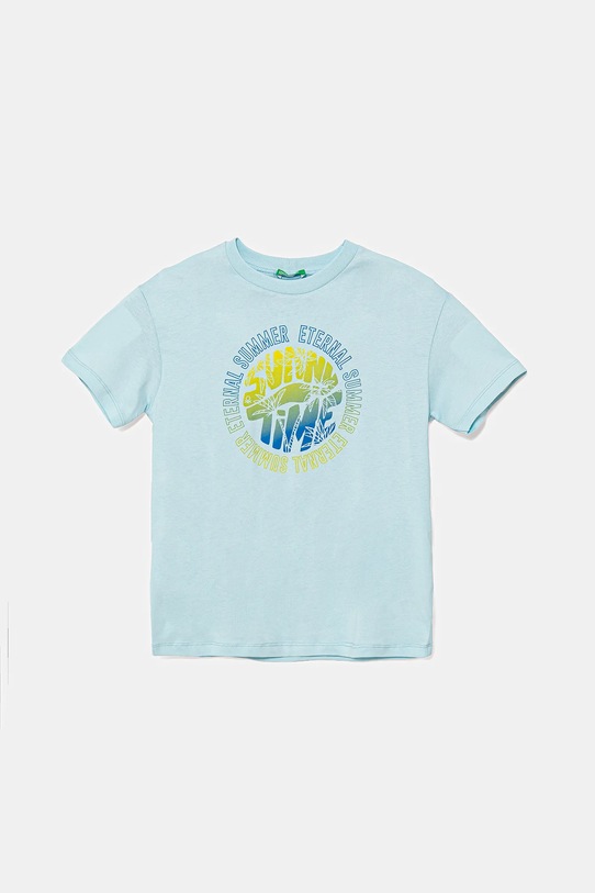 United Colors of Benetton t-shirt bawełniany dziecięcy nadruk niebieski 3I1XC10P7.G.Seasonal