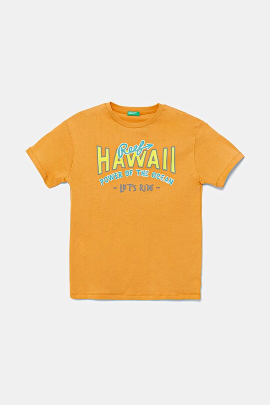 Detské bavlnené tričko United Colors of Benetton bavlna oranžová 3I1XC10P7.G.Seasonal