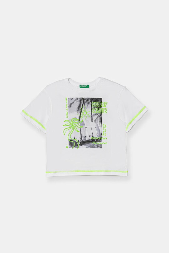 United Colors of Benetton t-shirt in cotone per bambini applique bianco 3I1XG10JG.P.Seasonal