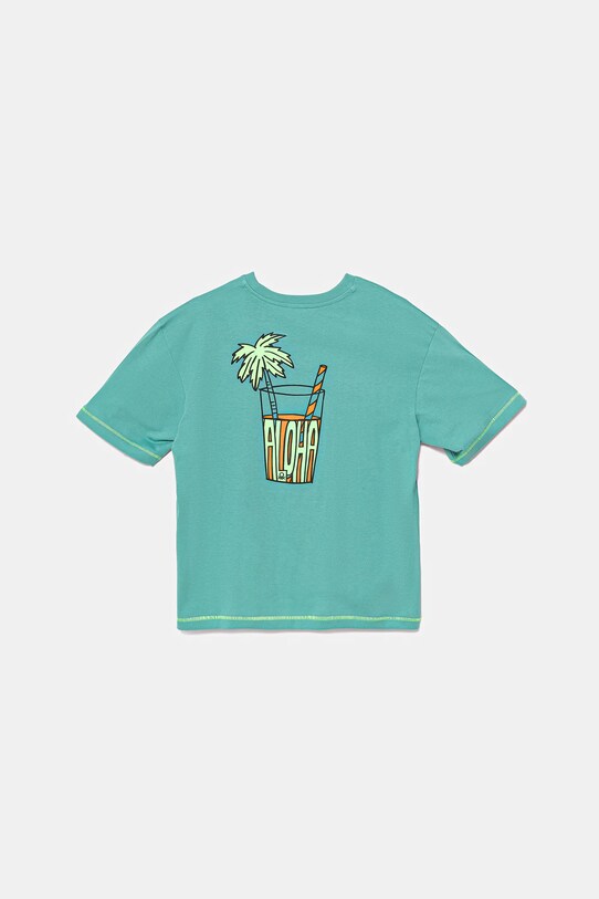 United Colors of Benetton t-shirt bawełniany nadruk turkusowy 3I1XC10P6.G.Seasonal