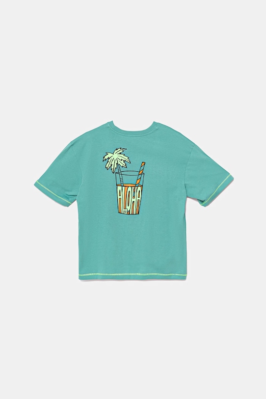 United Colors of Benetton t-shirt bawełniany nadruk turkusowy 3I1XC10P6.G.Seasonal