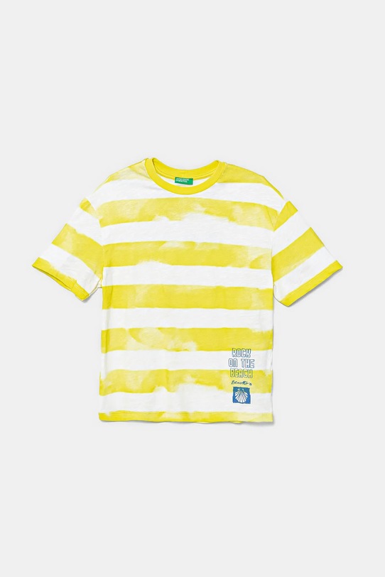 United Colors of Benetton t-shirt bawełniany dziecięcy wzorzyste żółty 3SL3C10P5.G.Seasonal