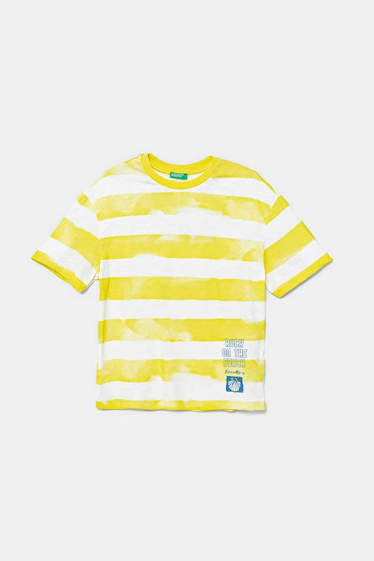 United Colors of Benetton t-shirt bawełniany dziecięcy wzorzyste żółty 3SL3C10P5.G.Seasonal