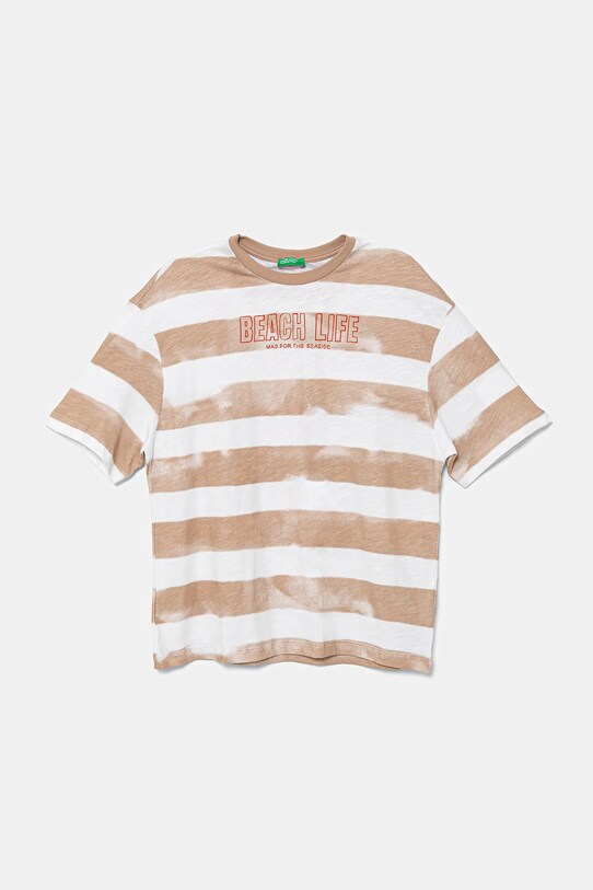 United Colors of Benetton t-shirt bawełniany dziecięcy wzorzyste brązowy 3SL3C10P5.G.Seasonal