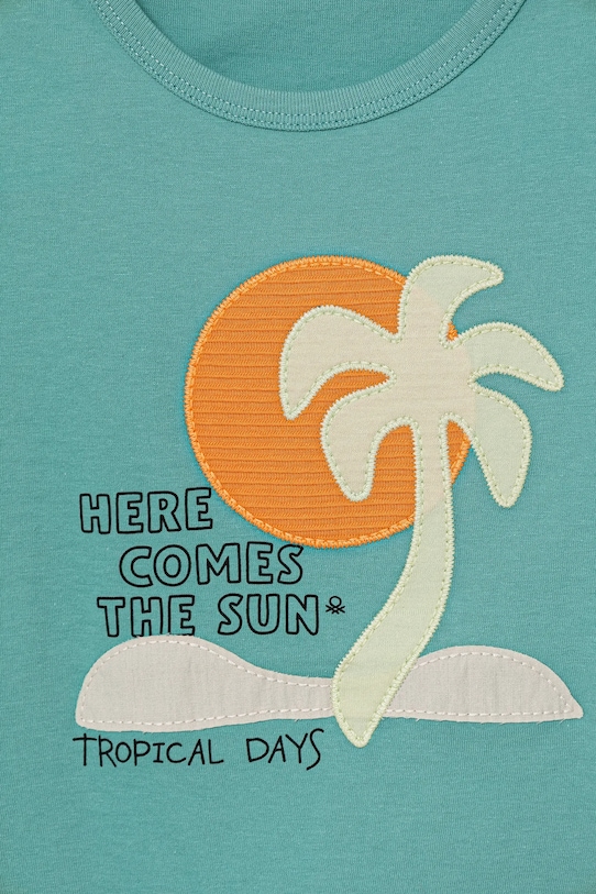 Chłopiec United Colors of Benetton top bawełniany dziecięcy 3I1XGH014.P.Seasonal turkusowy