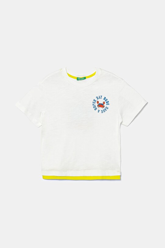 United Colors of Benetton t-shirt bawełniany dziecięcy nadruk biały 3SLUG10JF.P.Seasonal