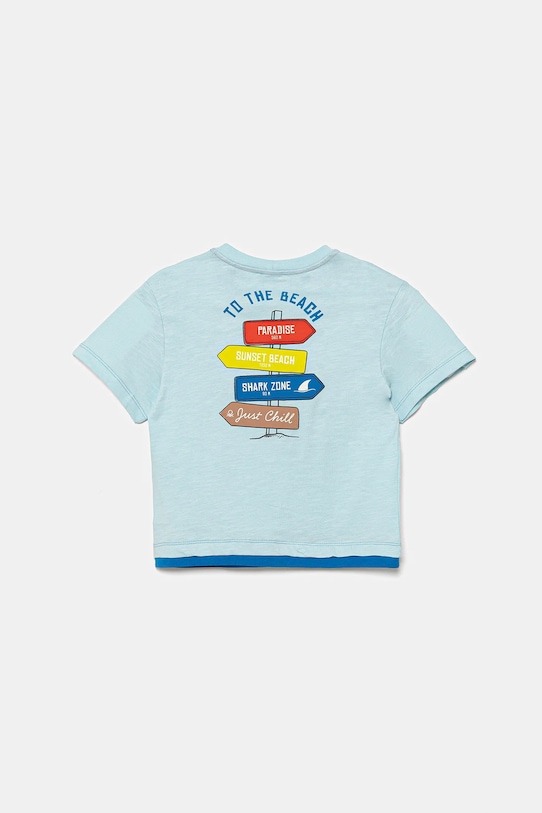 United Colors of Benetton tricou de bumbac pentru copii 3SLUG10JF.P.Seasonal albastru SS25