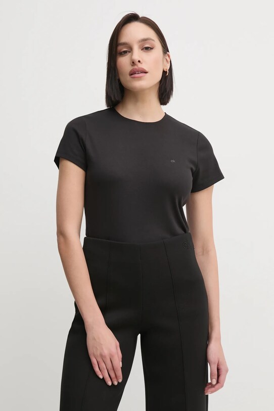 Bavlnené tričko Calvin Klein jednofarebný čierna K20K208049