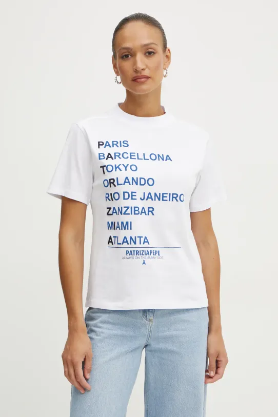 Patrizia Pepe t-shirt bawełniany nadruk biały 8M1687.J261