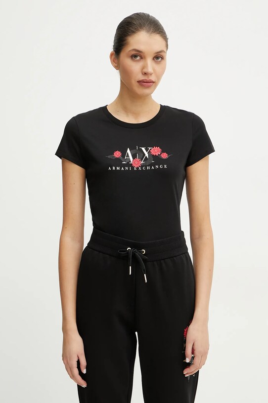 Armani Exchange tricou din bumbac print negru XW000315.AF10364