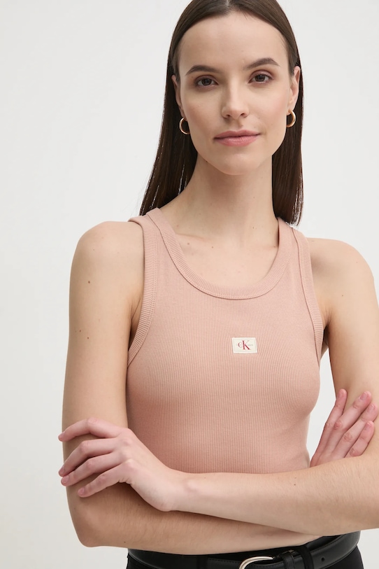 Calvin Klein Jeans top applique arancione J20J224762