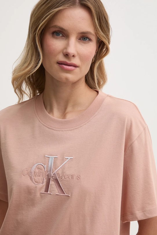 Тениска Calvin Klein Jeans свободна оранжев J20J224798