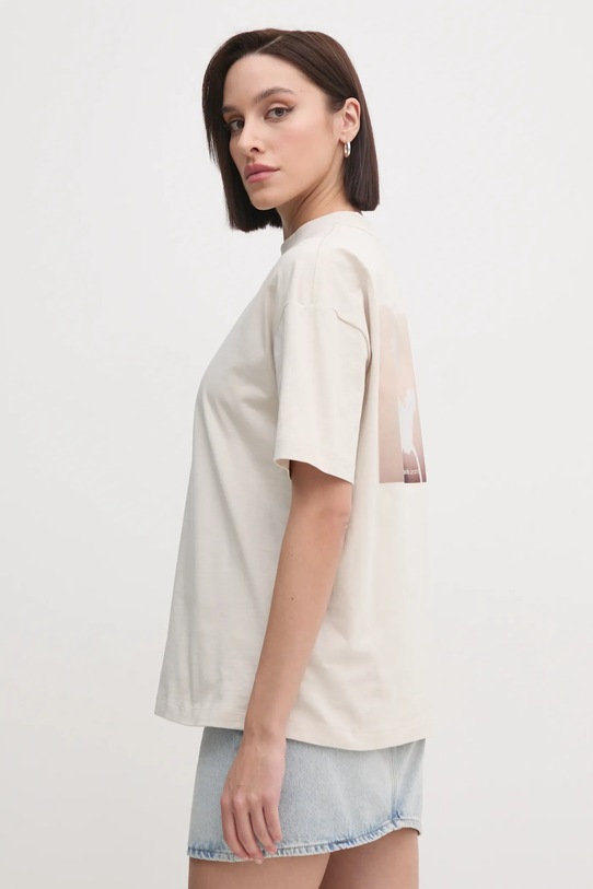 Bavlnené tričko Calvin Klein Jeans relaxed béžová J20J224981