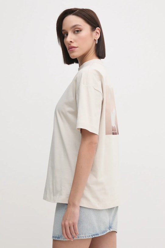 Bavlnené tričko Calvin Klein Jeans relaxed béžová J20J224981