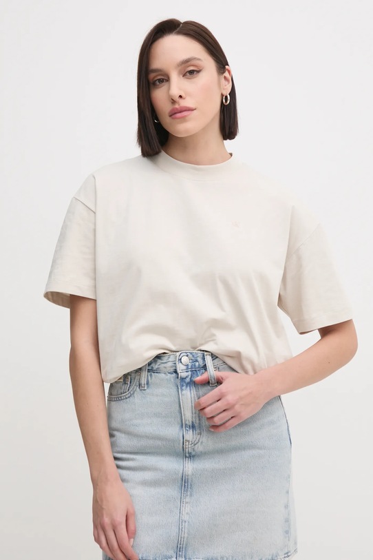 Oblečenie Bavlnené tričko Calvin Klein Jeans J20J224981 béžová
