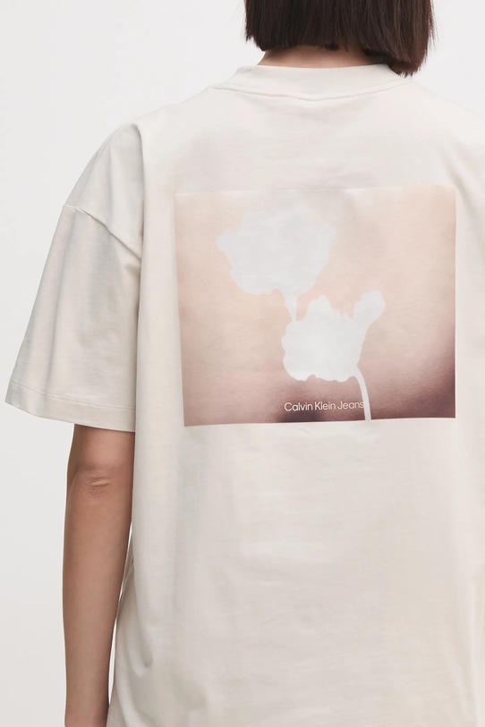 Bavlnené tričko Calvin Klein Jeans béžová J20J224981
