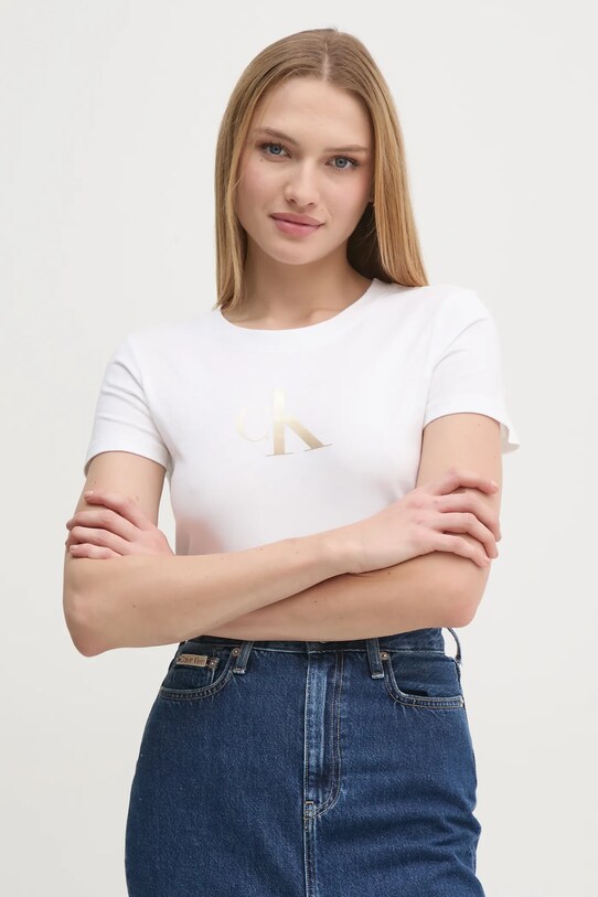 Хлопковая футболка Calvin Klein Jeans хлопок белый J20J224982