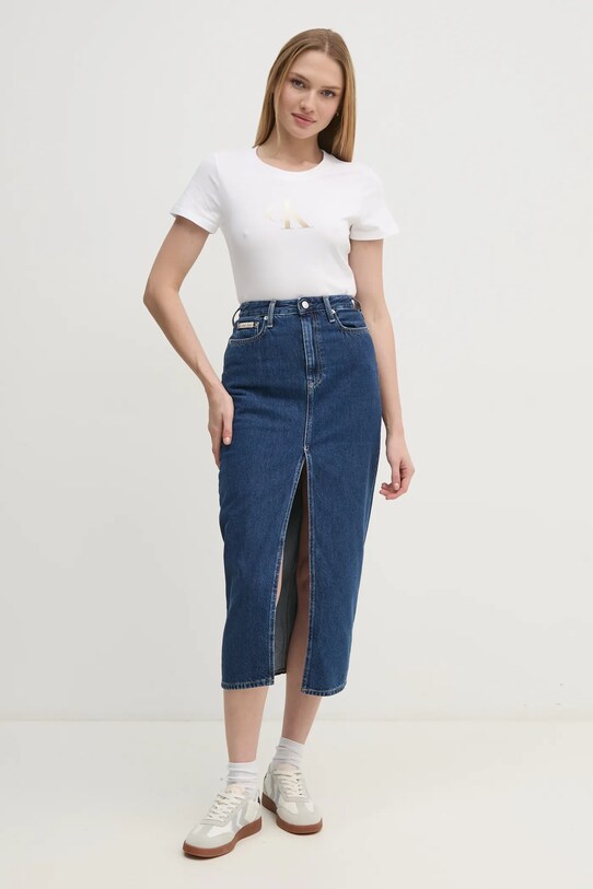 Хлопковая футболка Calvin Klein Jeans J20J224982 белый SS25