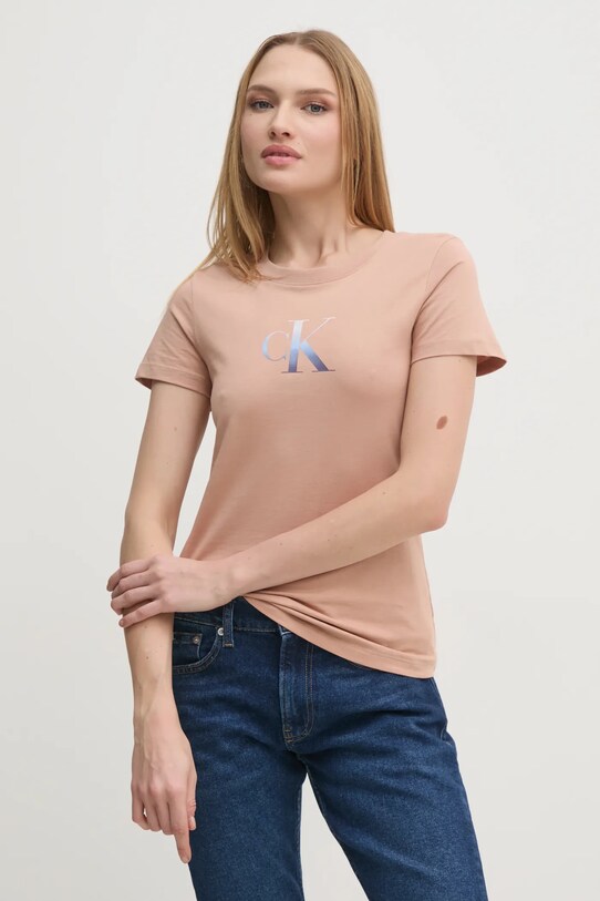 Одежда Хлопковая футболка Calvin Klein Jeans J20J224982 оранжевый