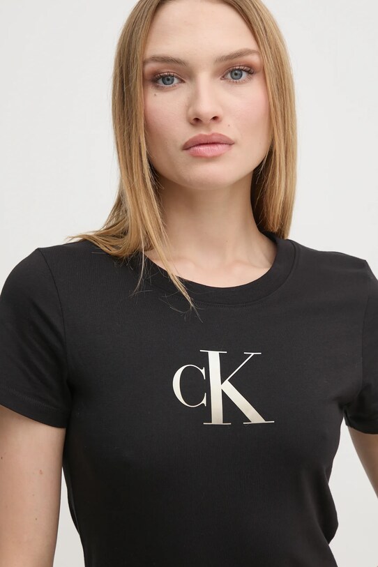 Bavlněné tričko Calvin Klein Jeans černá J20J224982