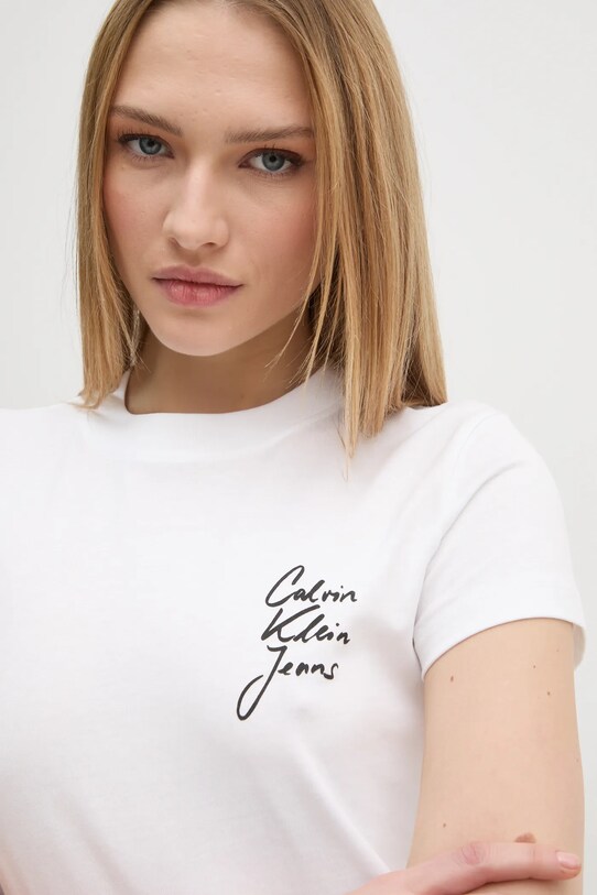 Хлопковая футболка Calvin Klein Jeans белый J20J224984