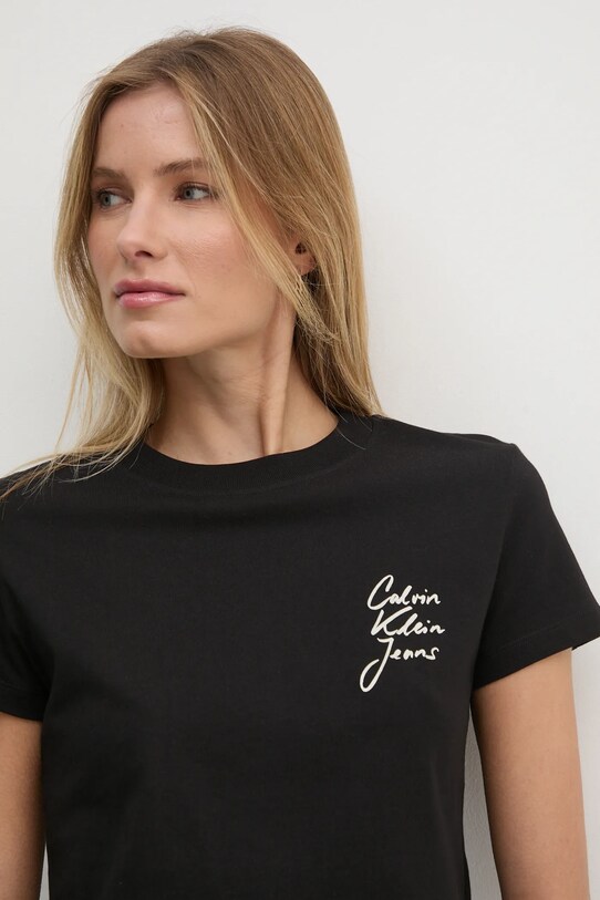Хлопковая футболка Calvin Klein Jeans чёрный J20J224984
