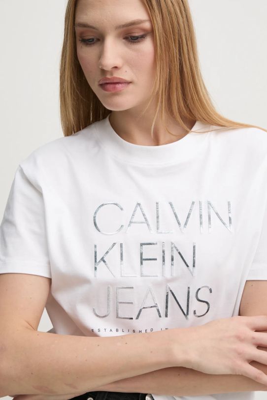 Pamučna majica Calvin Klein Jeans bijela J20J224987