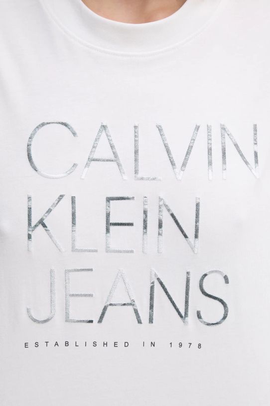 Bavlnené tričko Calvin Klein Jeans J20J224987 biela