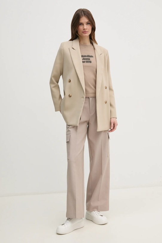 Calvin Klein Jeans t-shirt bawełniany J20J224988 beżowy SS25