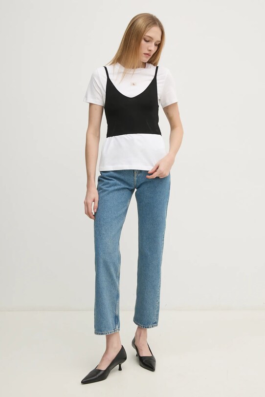 Хлопковая футболка Calvin Klein Jeans J20J225084 белый SS25