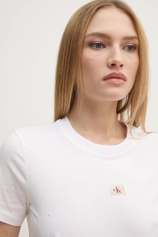 Хлопковая футболка Calvin Klein Jeans белый J20J225084