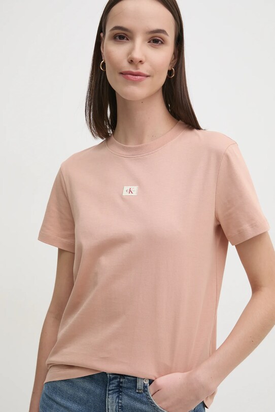 Хлопковая футболка Calvin Klein Jeans J20J225084 оранжевый