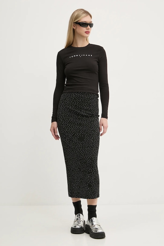Tommy Jeans longsleeve din bumbac DW0DW19434 negru SS25