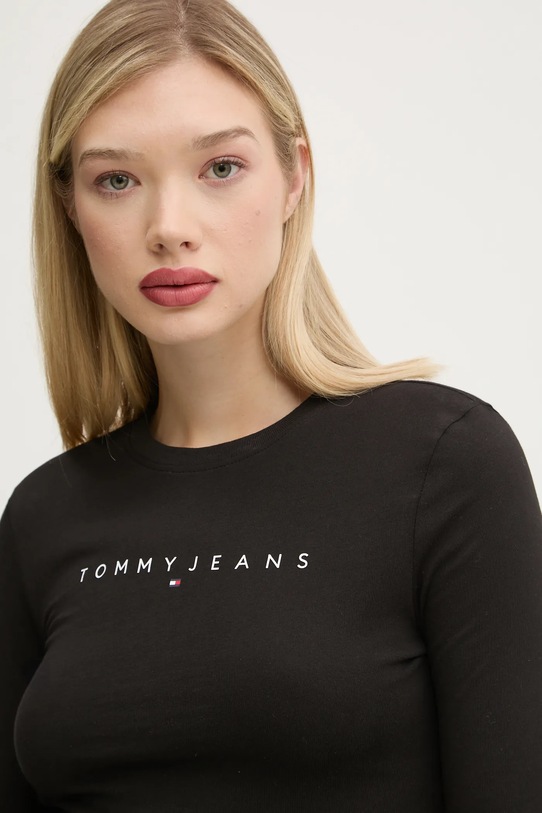 Tommy Jeans longsleeve din bumbac negru DW0DW19434