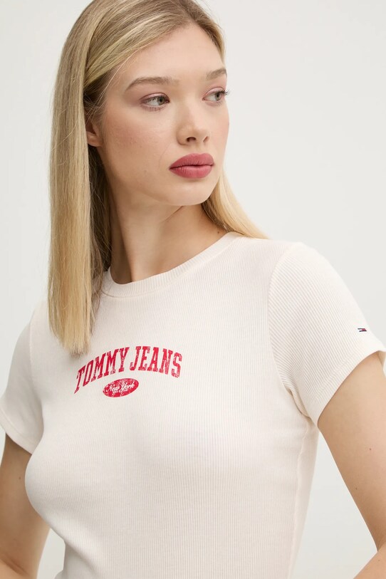 Бавовняна футболка Tommy Jeans бежевий DW0DW19435