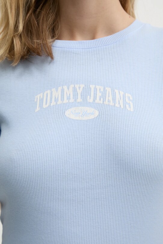 Хлопковая футболка Tommy Jeans DW0DW19435 голубой