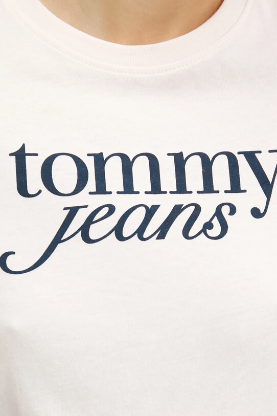Tommy Jeans pamut póló DW0DW19447 bézs