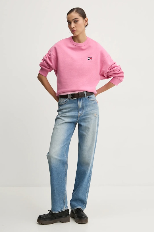 Памучна тениска Tommy Jeans DW0DW19447 розов SS25