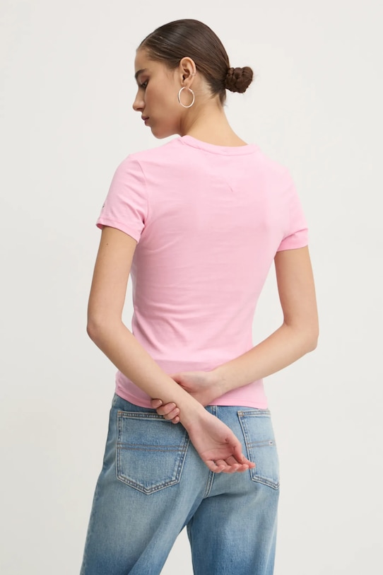 Дрехи Памучна тениска Tommy Jeans DW0DW19447 розов