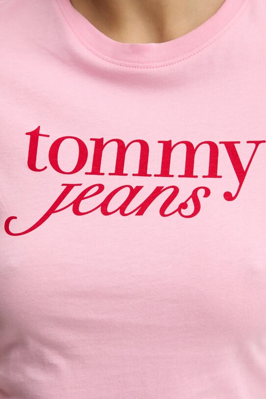 Tommy Jeans pamut póló DW0DW19447 rózsaszín