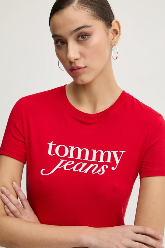 Tommy Jeans t-shirt bawełniany czerwony DW0DW19447